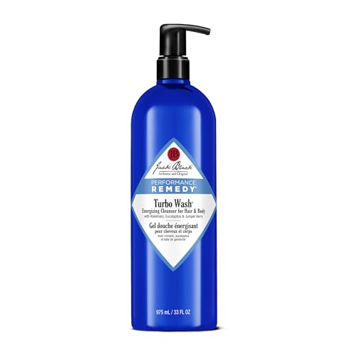 Jack Black Turbo Wash Energizing Body & Hair Cleanser, 33 Fl Oz – Rosemary, Eucalyptus & Juniper Berry – Mens Body Wash, Mens Shampoo, Skin Care, Hair Care, Dual-Purpose Body Wash Men, Sulfate–Free