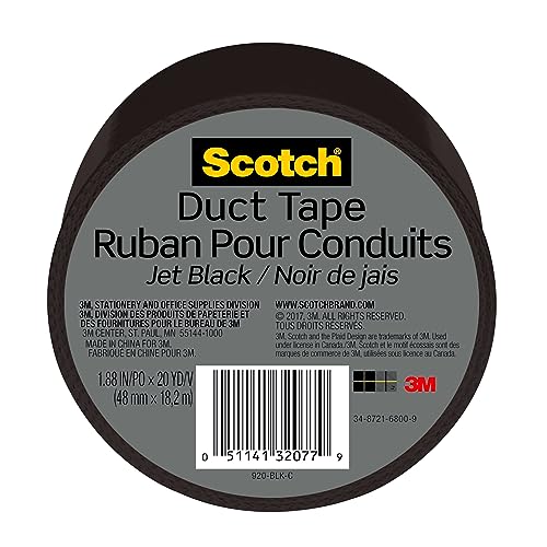 Scotch Duct Tape, 1.88 in x 20 yd, Jet Black, 1 Roll (920-BLK-C)
