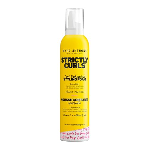 Marc Anthony Curl Enhancing Styling Foam, Extra Hold, Strictly Curls - Vitamin E & Silk Proteins Transforms Frizzy Hair to Full, Shiny, Defined Curls - Sulfate-Free Anti-Frizz Styling Mousse Product