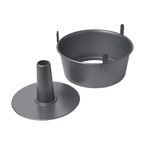 Chicago Metallic Angel Food Cake Pan with Cooling Feet, 2-Piece Nonstick Tube Pan, 9.5 Inch Carbon Steel, Perfect for Pound and Sponge Cakes