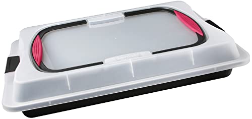 (-39%) Zenker Blechkuchen-Container to go, Backblech mit Transport-Abdeckung für unterwegs, Backform antihaft mit Deckel und Softgriffen (Kuchenform: ca.425x295x75 mm), Menge: 1 Stück