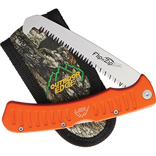 Outdoor Edge 4.5" Flip N' Zip Saw - Lightweight Folding Aluminum Handle Outdoor-Hunting Saw with 65Mn Spring Steel Blade and Triple Ground Teeth for Bone and Wood with Nylon Sheath
