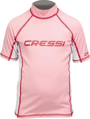 Cressi Junior Lycra Skin Short Sleeve Rash Guard UV Sun Protection (UPF) 50+, Pink, 2 (age 6/7)