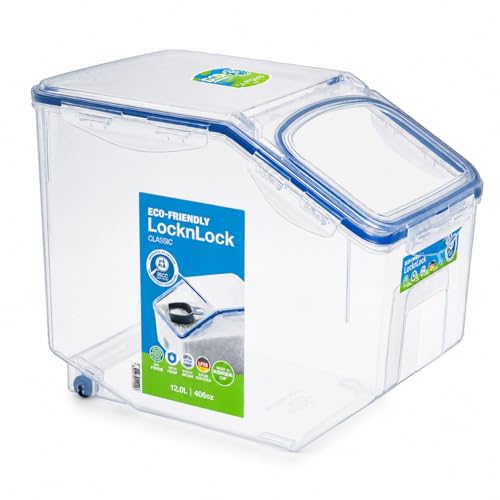 🔥 STARKER PREIS (-34%) LocknLock PP Classic Küchen Caddy mit Klappdeckel | inkl. Dosierbecher | 12L | 35 x 23 x 27 cm | Vorratsbehälter Schüttdose | Halb luftdichte Aufbewahrungsbox für Lebensmittel
