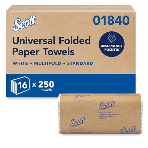 Scott Professional Universal Multifold Paper Towels, Bulk (01840), Absorbency Pockets, White, 9.2'x9.4' Towel, Compressed, Compact (250 Sheets/Pack, 16 Packs/Case, 4,000 Sheet Total)