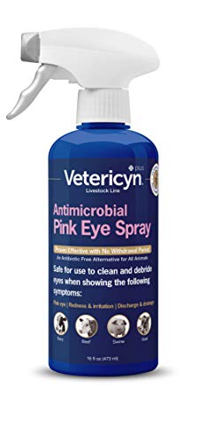 Vetericyn Plus Livestock Pink Eye Spray | Conjunctivitis Relief for Animals, Safe and Non-Toxic Formula to Relieve Redness, Irritation, and Discharge. 16 Ounces