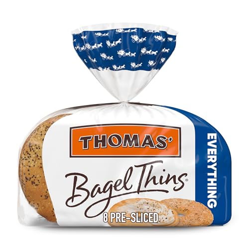 Thomas' Everything Bagel Thins Bagels, 8 Pre-Sliced Bagels, 13 Oz