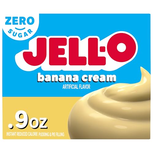 Jell-O Banana Cream Zero Sugar Instant Reduced Calorie Pudding & Pie Filling Mix, 0.9 oz Box