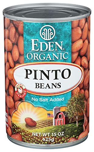 Eden Organic Pinto Beans, 15 oz Can, No Salt, Non-GMO, Gluten Free, Vegan, Kosher, U.S. Grown, Heat and Serve, Macrobiotic, Frijol Pinto