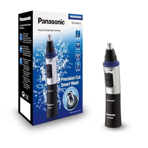 Panasonic ER-GN30-K Nose, Ear n Facial Hair Trimmer Wet/Dry with Vortex Cleaning System, Black5PCS 2-in-1 Nasal Hair Cu