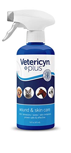 Vetericyn Plus Dog Wound Care Spray | Healing Aid and Skin Repair, Clean Wounds, Relieve Dog Skin Allergies, Safe for All Animals. 16 ounces