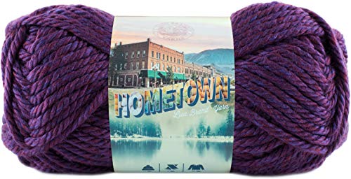 Lion Brand Yarn Hometown Yarn, Super-Bulky Yarn for Knitting, Crocheting, and Crafting, 1 Pack, Portland Wine