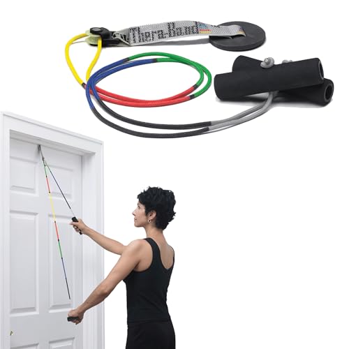 THERABAND Shoulder Pulley, Overhead Shoulder Pulley for Physical Therapy, Over the Door Pulley with Foam Handles and Color Coded Rope for Increasing Range of Motion, Overdoor System for Rehabilitation
