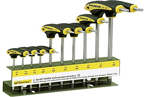 (-31%) PROXXON Industrial L-Griff Schraubendrehersatz T-Profil (10 teilig, Torx Schraubendreher, mit Halter) 22652