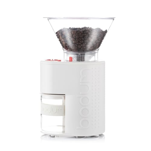 Bodum Bistro Electric Conical Burr Coffee Grinder, Preset Timer, 12 Grind Settings, WhiteAmazon Basics Electric Burr Co