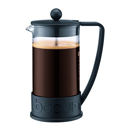 Bodum 34oz Brazil French Press Coffee Maker, High-Heat Borosilicate Glass, Black – Made in Portugal