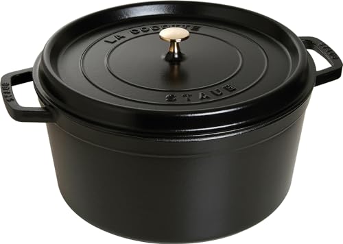 STAUB Cocotte, Gusseisen Bräter mit Deckel, 34 cm, 12,6 L, Rund, Alle Herdarten inkl Induktion, Made in France, Schwarz