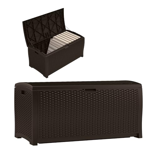 Suncast 99-Gallon Resin Wicker Deck Box
