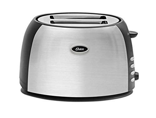 Oster 2-Slice Toaster with Extra Wide Slots, Bagel Toaster for All Bread Types, Brushed Stainless Steel