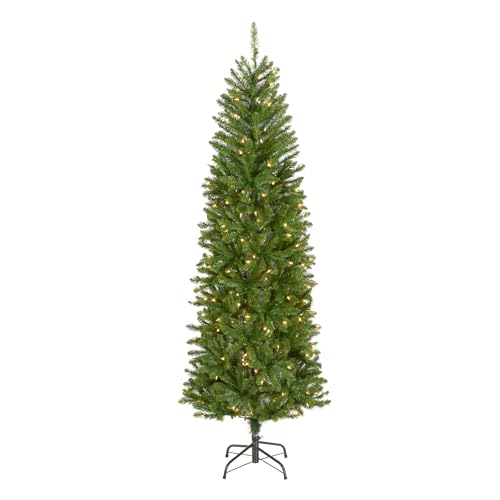 National Tree Company 6.5 ft Pre-Lit Kingswood Fir Slim Artificial Christmas Tree, 250 Clear Lights, 719 Tips, Includes 