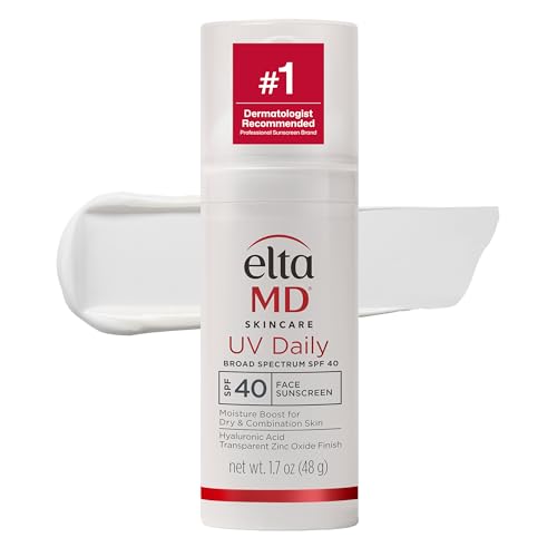 EltaMD UV Daily SPF 40 Face Sunscreen Moisturizer with Zinc Oxide, Daily Face Moisturizer with SPF, Sunscreen, For Dry Skin 1.7 oz Pump