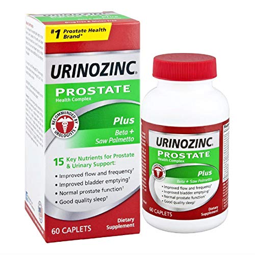 Urinozinc Prostate Plus, Saw Palmetto & Beta Sitosterol Supplement for Men, Reduce Frequent Urination (1 Month Supply, 60 Count)