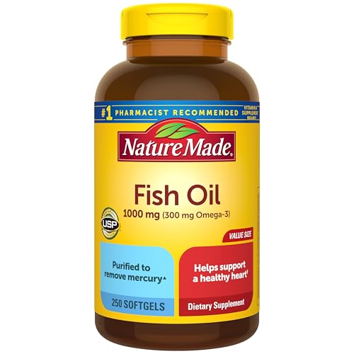 Nature Made Fish Oil 1000mg Omega-3 Softgels Heart Support
