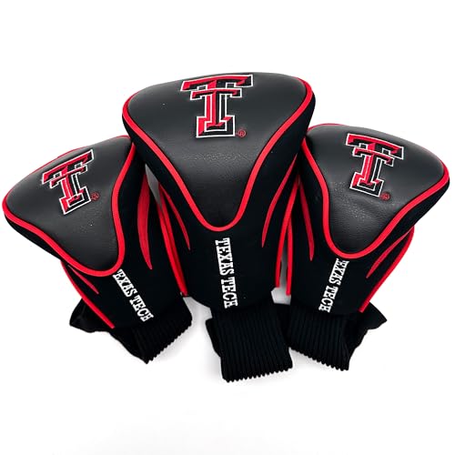 Team Golf NCAA Texas Tech Red Raiders Contour Golf Club Headcovers () Numbered 1, 3, & X, Fits Oversized Drivers, Utility, Rescue & Fairway Clubs, Velour lined for Extra Club Protection