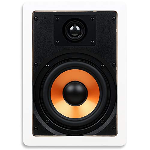 Micca M-6S 2-Way in-Wall Speaker, 7.3"(W) by 10.7"(H) Cutout, Home Theater, Whole House Audio, Indoor or Covered Outdoor, 6.5" Woofer, 1" Tweeter, White, Paintable, Each