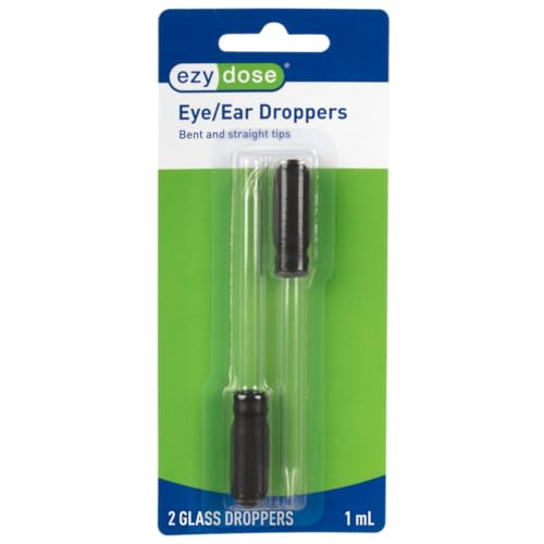EZY DOSE Ear and Eye Medicine Dropper, 1mL Glass Liquid Dispenser with Straight & Bent Tips, BPA-Free Design for Precise Dosing, Ideal for Eye Drops, Ear Care, & Small Pets