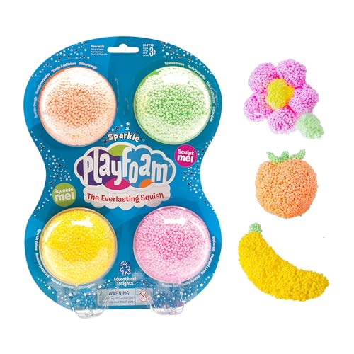 Educational Insights Playfoam Sparkle 4-Pack - Sensory Toys & Squishy Fidget Toys for Kids, Foam Blocks, Non Sticky Dough, Sensory Bin Filler Essentials & Classroom Activities, Gifts for Ages 3+