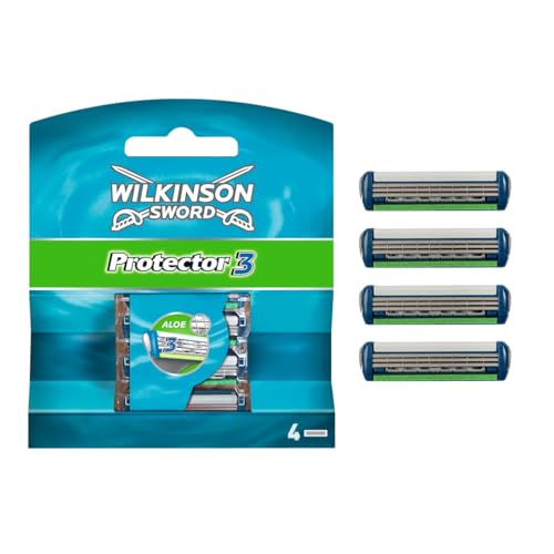 (-28%) Wilkinson Sword Protector 3 Rasierklingen für Herren, 4 Klingen Rasierer, 4 Stück (1er Pack)