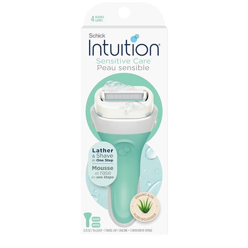 Schick Intuition Razors for Women with Sensitive Skin | 1 Razor & 2 Intuition Razor Blades Refill with Organic Aloe