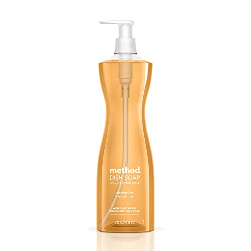 Method Gel Dish Soap, Clementine Scent, Biodegradable Formula, Tough on Grease & Stuck-on Food, Cruelty Free Formula, Made with Recycled Plastic, 18 Fl Oz