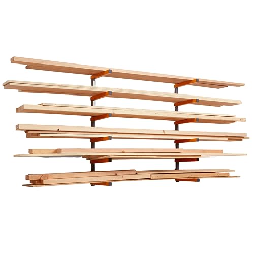 Bora Wood Organizer and Lumber Storage Metal Rack with 6-Level Wall Mount – Indoor and Outdoor Use, In Orange | PBR-001