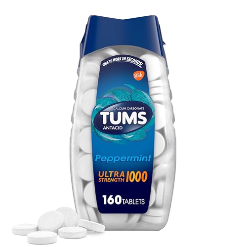 TUMS Ultra Strength Chewable Antacid Tablets Peppermint 160 Count