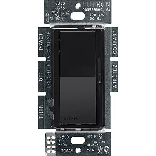 Lutron Diva LED+ Dimmer Light Switch for Dimmable LED, Halogen, and Incandescent Bulbs, 150 Watt, Single-Pole or 3-Way, DVCL-153P-BL, Black