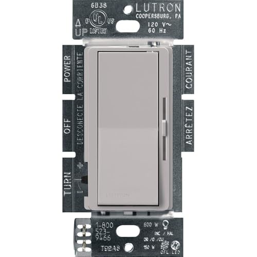 Lutron Diva LED+ Dimmer Light Switch for Dimmable LED, Halogen, and Incandescent Bulbs, 150 Watt, Single-Pole or 3-Way, DVCL-153P-GR, Gray