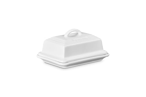 Le Creuset Stoneware European Butter Dish, WhiteChef Craft Select Plastic Butter Dish, 7 Inches In Length, ClearFungi 