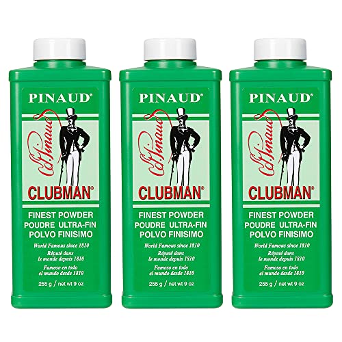 Clubman Pinaud Finest Powder, Classic White Powder for Men, Protection Against Sweat and Body Odor, 9 oz x 3 Packs
