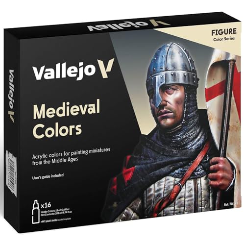 Vallejo - Model Color Medieval Colors Set | Modeling Acrylic Paints | 16 Bottles x 18 ml (0.60 fl.oz.)