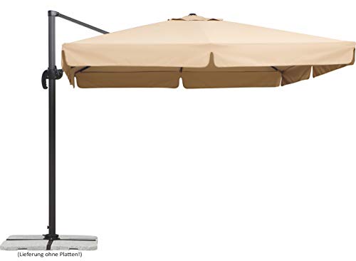 (-46%) Schneider Sonnenschirm Rhodos, Natur, 300 x 300 cm quadratisch, 782-02, Gestell Alu/Stahl, Bespannung Polyester, 24 kg