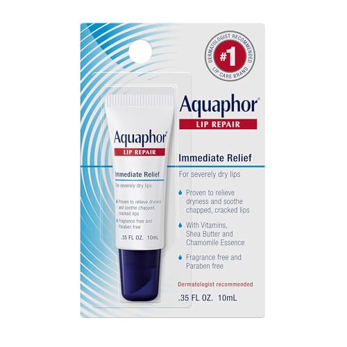 Aquaphor Lip Repair Ointment - Long-lasting Moisture to Soothe Dry Chapped Lips - .35 fl. oz. Tube