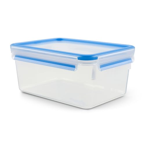 (-33%) EMSA Clip & Close Frischhaltedose, rechteckig, 2,2 L, Aufbewahrungsbox, 100 Prozent dicht, spülmaschinen-, gefrier-, mikrowellenfest, Transparent, Blau, Made in Germany, 508544