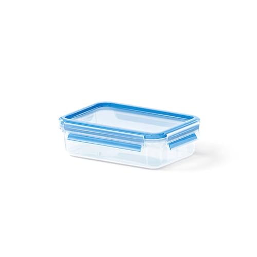 (-52%) EMSA Clip & Close Frischhaltedose, rechteckig, 0,8 L, mit Deckel, Aufbewahrungsbox, 100 Prozent dicht, spülmaschinen-, gefrier-, mikrowellenfest, Transparent, Blau, Made in Germany, 508539