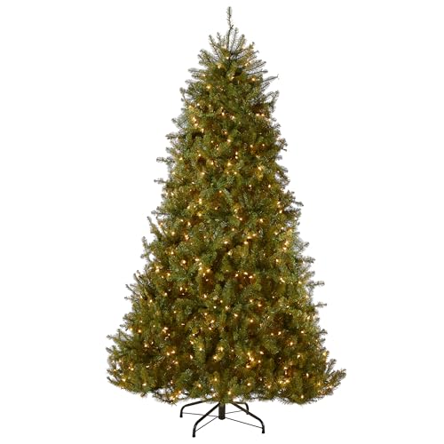 National Tree Company Pre-Lit Artificial Full Christmas Tree, Green, Dunhill Fir, White Lights, Includes Stand, 6.5 Feet