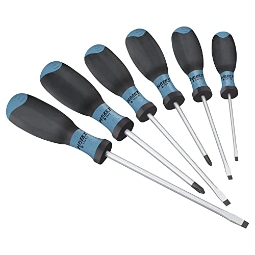(-48%) HAZET Schraubendreher-Satz 810SPC/6 I 6-teilig mit rutschfestem 3-Komponenten-Griff für hohe Kraftübertragung I mattverchromte Oberfläche, 4x Schlitz-Profil, 2x Kreuzschlitz-Profil