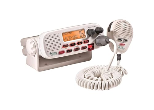 Cobra MR F45-D Fixed Mount VHF Marine Radio – 25 Watt VHF, Submersible, LCD Display, Noise Cancelling Microphone, NOAA Weather Channels, Signal Strength Meter, Scan Channels, White
