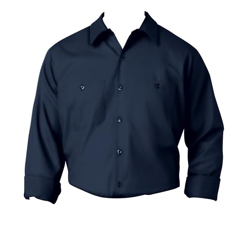 Red Kap Men's Industrial Work Shirt, Regular Fit, Long Sleeve, Navy, X-Large