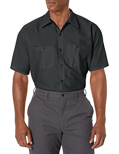 Red Kap Men's Standard Industrial Work Shirt, Regular Fit, Short Sleeve, Charcoal, X-Large